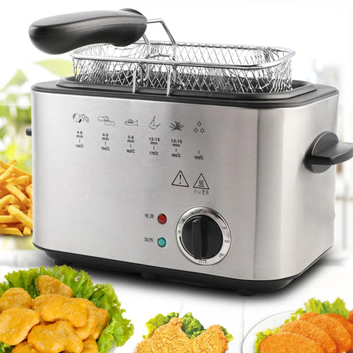 1.2L Mini Electric Deep Fryer | 1200W Non-Stick Adjustable Temp Electric Deep Fryer Oasis Select