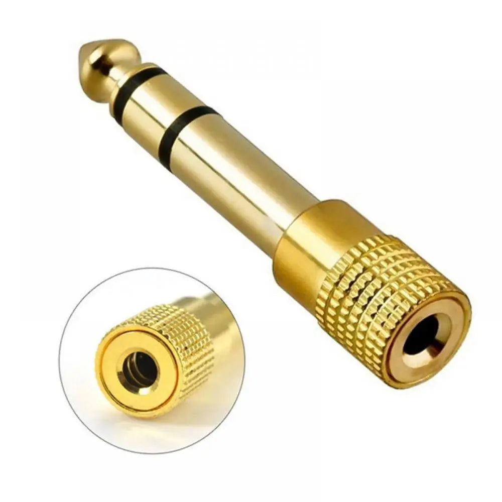 Gold 6.35mm 1/4" Male to 3.5mm 1/8" Female Stereo Audio Adapter