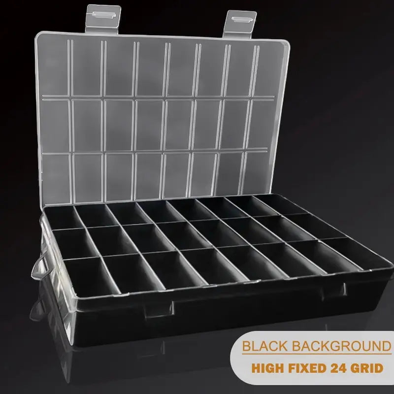 24 Grids Compartment Plastic Storage Box Jewelry Earring Box Bead Screw Container Home Storage Case Display Organizer Container Oasis Select Black-24 grids