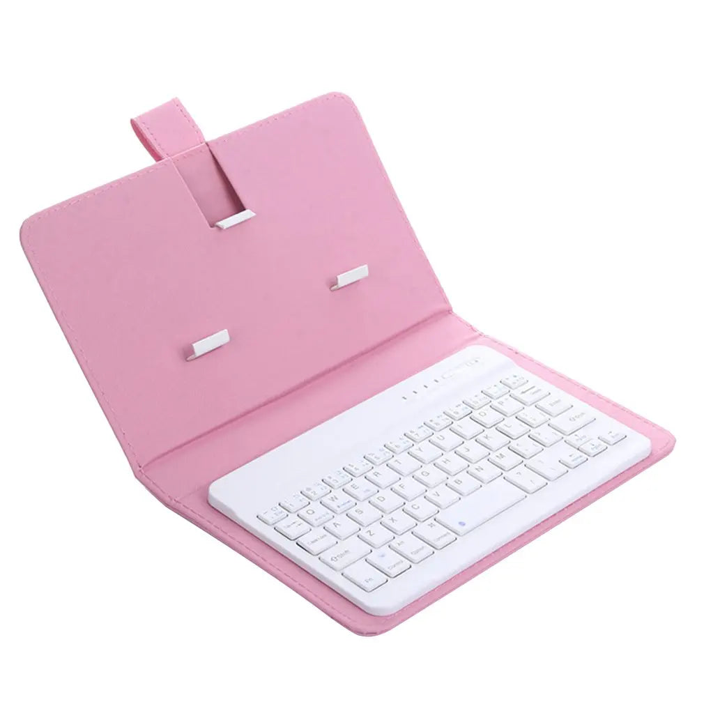 Wireless Bluetooth Keyboard For Iphone Huawei Xiaomi Tablet Mini Keyboard Mobile Phone Gaming Keyboard PU Case Support Oasis Select pink