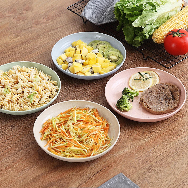 8-Inch Wheat Straw Snack Plates – 4-Piece Salad Dish Set Snack Plate Set Oasis Select