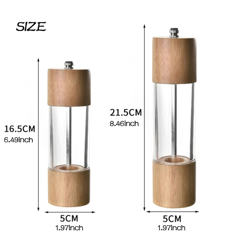 6/8in Salt and Pepper Grinder Mill Oak Wood Manual Seasoning Spice Mill Adjustable Ceramic Grinding Core Kitchen Grinding Tools Oasis Select