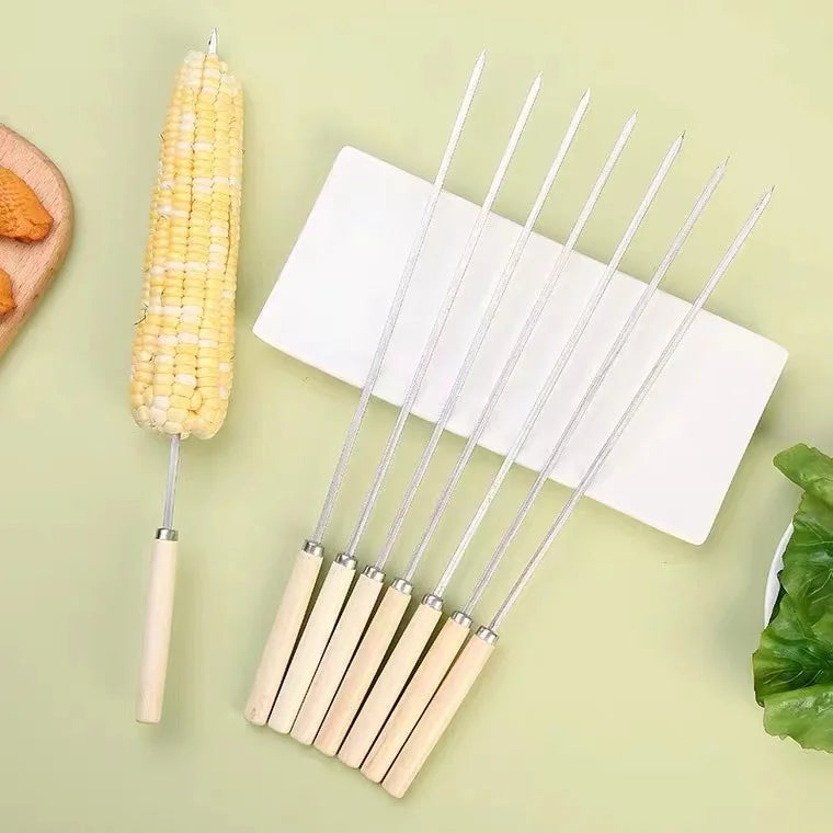 Skewers for Barbecue Reusable Grill Stainless Steel Skewers Shish Kebab BBQ Camping Flat Forks Gadgets bbq accessories grilling Oasis Select