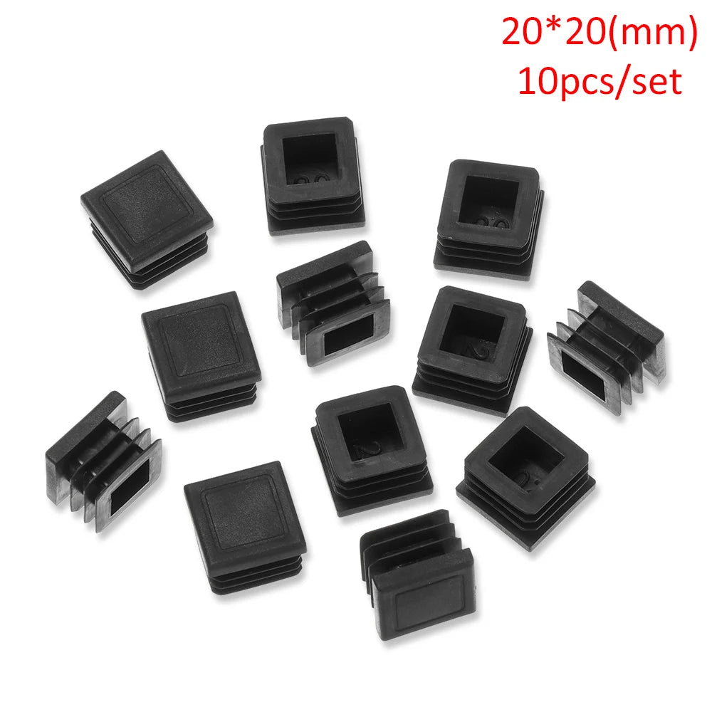 10pcs/pack Plastic Black Blanking End Caps Protector Square/Round Table Chair Foot Pad Furniture Feet Non-Slip Covers Oasis Select 20x20mm