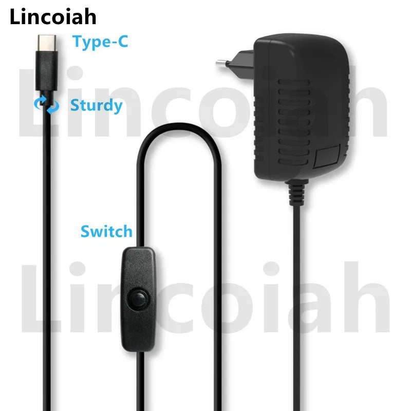 AC 100-240V DC 5V 3A Power Supply Switch Button Power Adapter Charger Type-C USB Port 5 V Volt for Raspberry Pi 4 Model B 4B Oasis Select