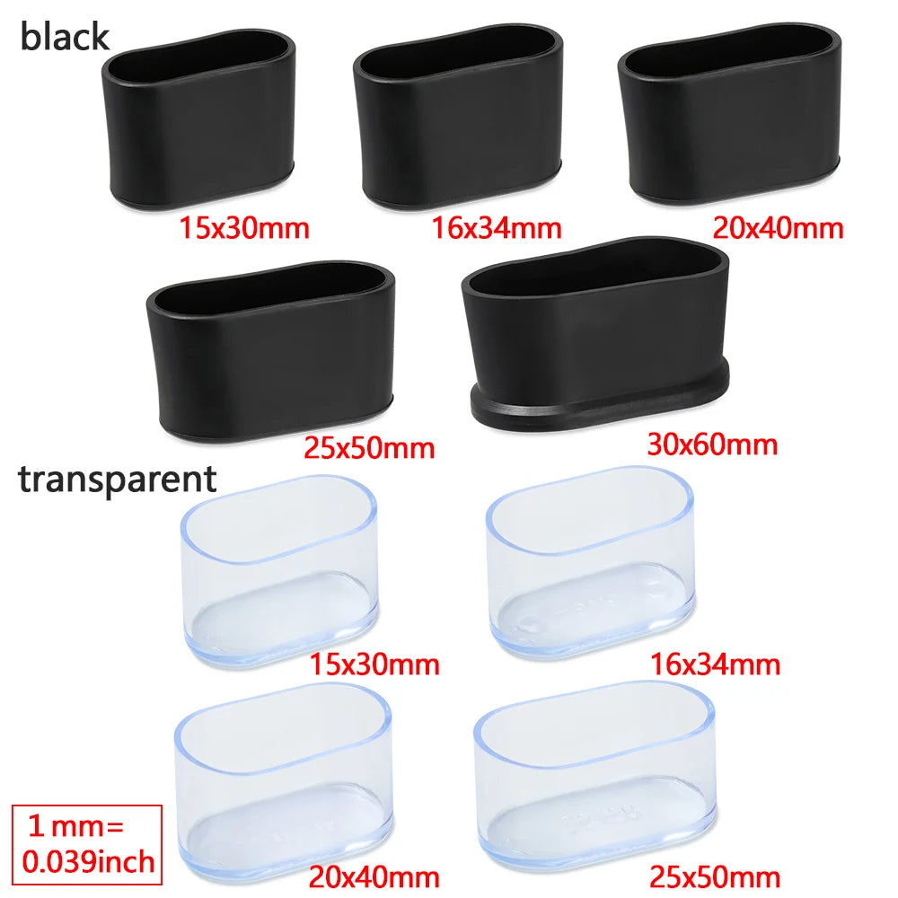 4pcs Non-Slip Oval Chair Leg Caps Feet Protector Pads Furniture Leveling Feet Mat Furniture Table Covers Socks Dust Cover Oasis Select