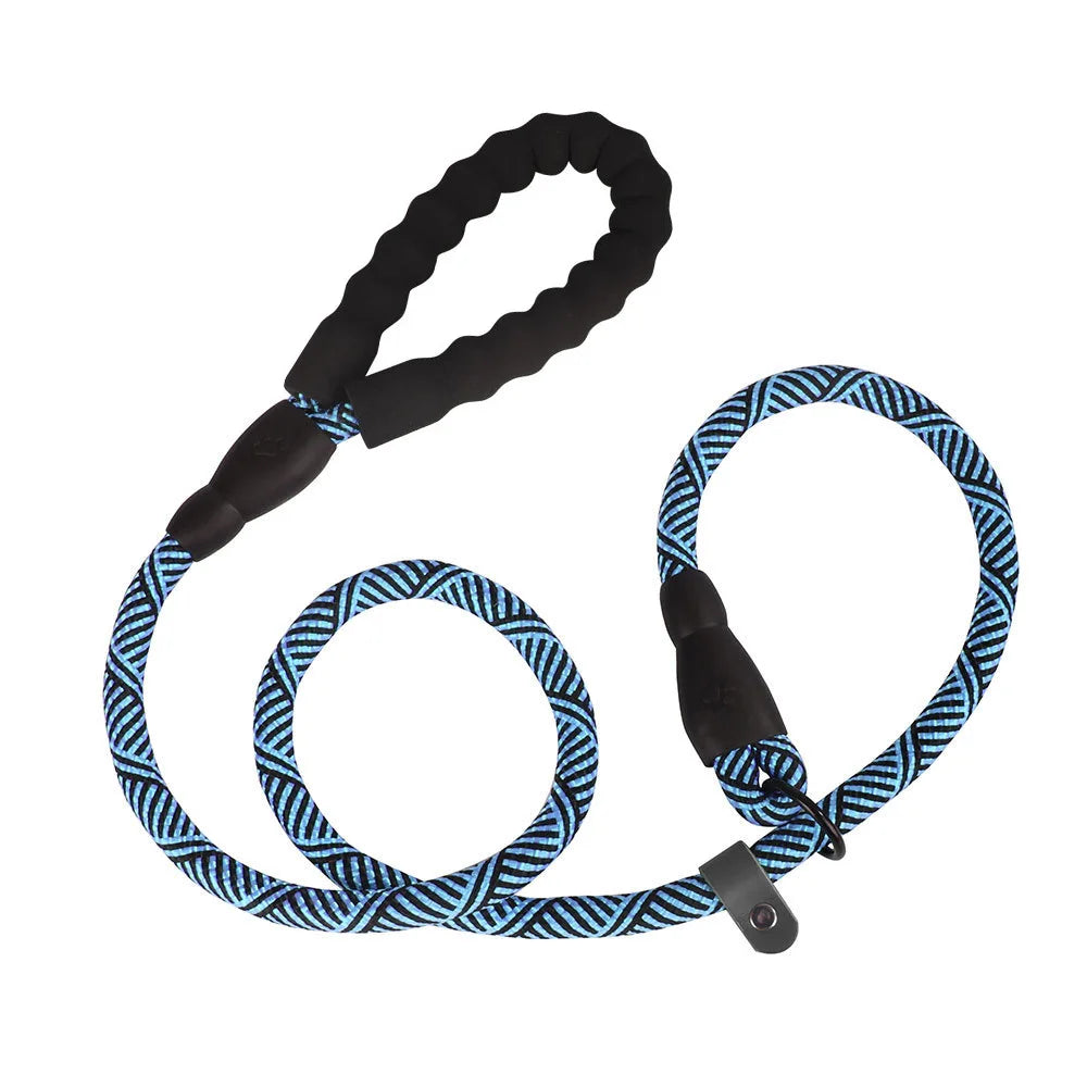 Pet Dog Leash Traction Rope P Chain Durable Large Dog Leash Nylon Adjustable Loop Collar Strongest Pulling Rope Leashes for Dogs Oasis Select Blue