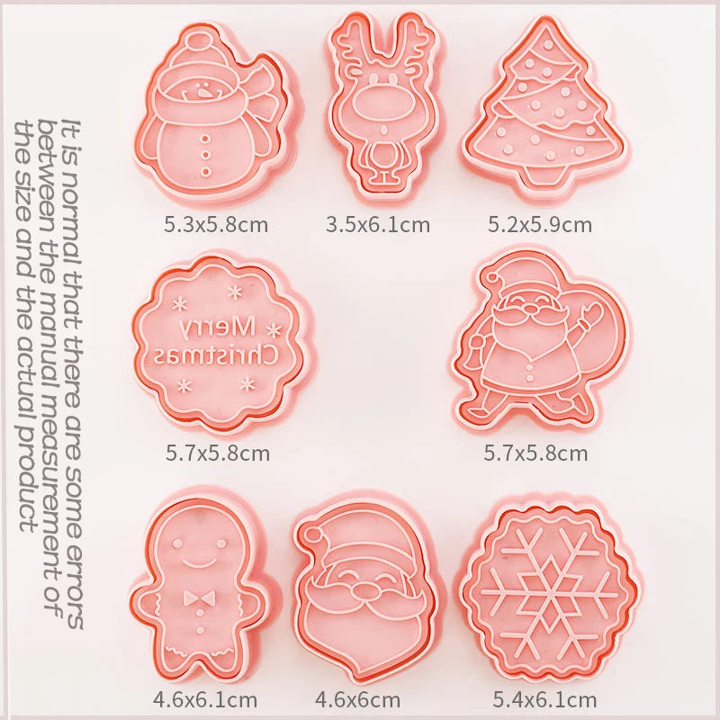 8-Piece Christmas & Halloween Cookie Cutter 3D Stamp Set Cookie Cutter Set Oasis Select