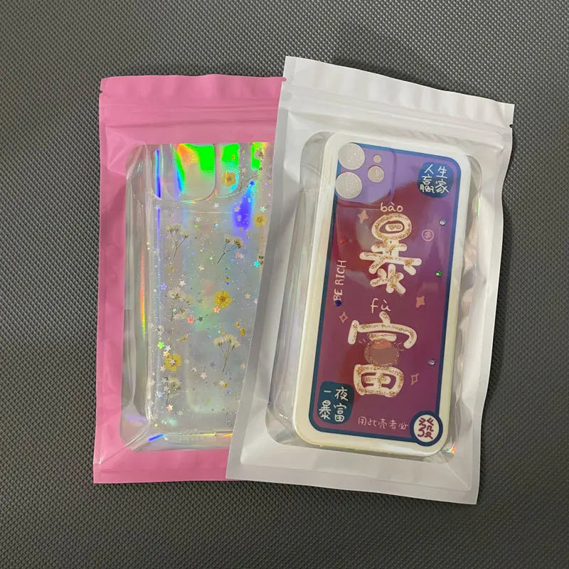 100 Pc Smell Proof Mylar Bags Resealable Odor Proof Bags Holographic Packaging Pouch Bag With Clear Window For Food Oasis Select