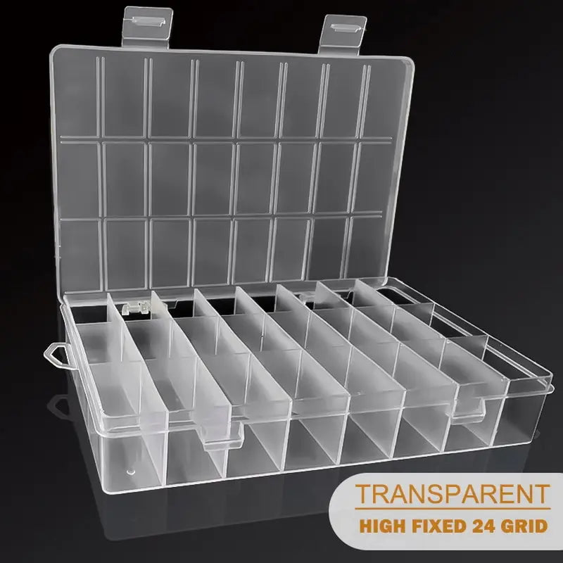 24 Grids Compartment Plastic Storage Box Jewelry Earring Box Bead Screw Container Home Storage Case Display Organizer Container Oasis Select White-24 grids