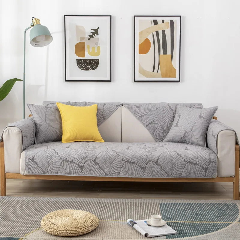 Four Seasons General sofa cushion pure cotton cloth cushion Nordic simple modern non slip solid wood sofa cover couch cover Oasis Select Pillow cover 45x45cm Silver Gray