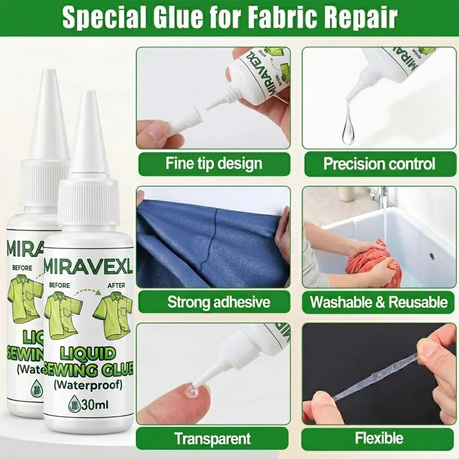 Waterproof Fabric Glue for Clothes Sofa Canvas Repair Strong Adhesive Liquid Glue for Textile Denim Leather DIY Craft Sealing Oasis Select