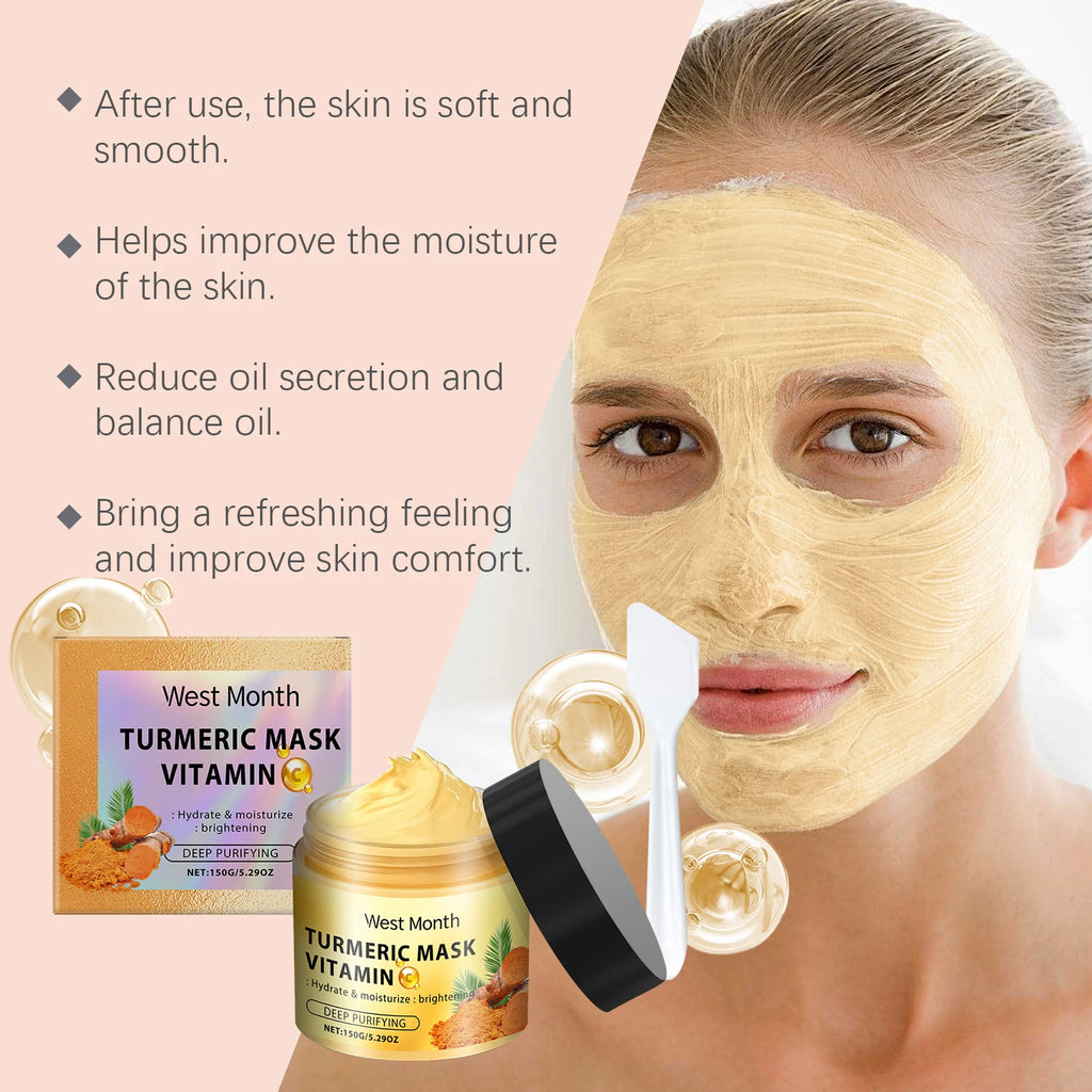 Turmeric Vitamin C Clay Mask Deep Cleansing Dark Spot Removal Tighten Shrink Pores Anti Acne Brightening Moisturizing Skin Care Oasis Select
