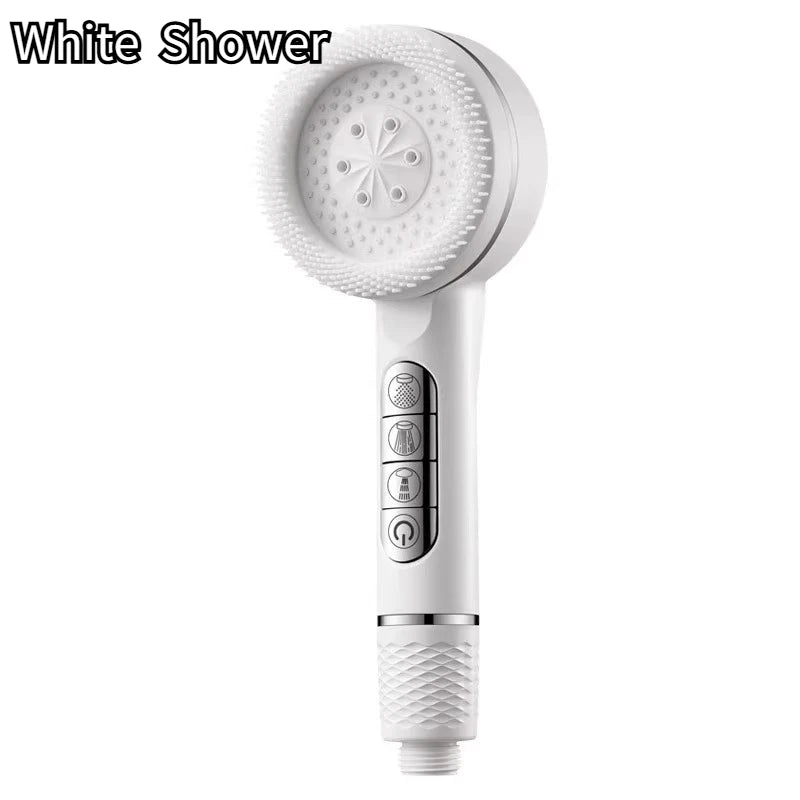 1pc Filtered Supercharged Shower Head Four-speed Adjustment With Water Seal Multi-functional Home Shower Bathroom Accessories Oasis Select WHITE