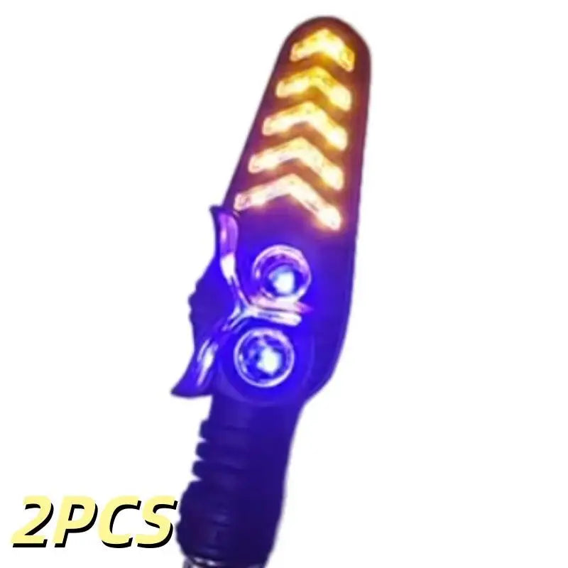 2Pcs Dual Color Skeleton Arrow Amber Flashing Blinker Indicator Motorcycle Owl Shaped LED Turn Flowing Signal Light Oasis Select A5