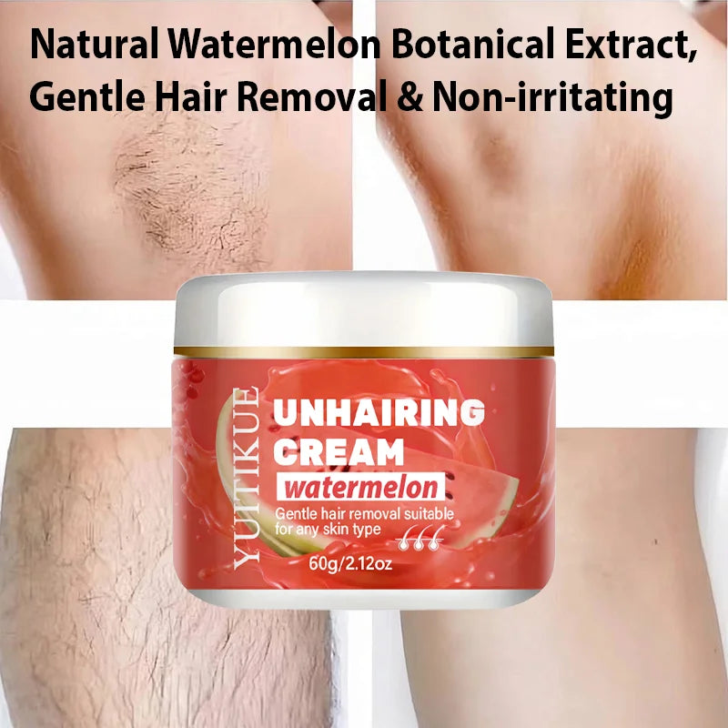 YUITIKUE Watermelon Depilatory Cream - Natural Extract, Dissolve Hair Roots for Silky Smooth Skin 60g Oasis Select