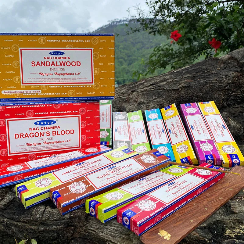 Batch Incense Satya 2/5 Packs Nag Champa PALO SANTO SANDALWOOD Super Hit Natural Karma Best Selling Original 100% Incense Sticks Oasis Select