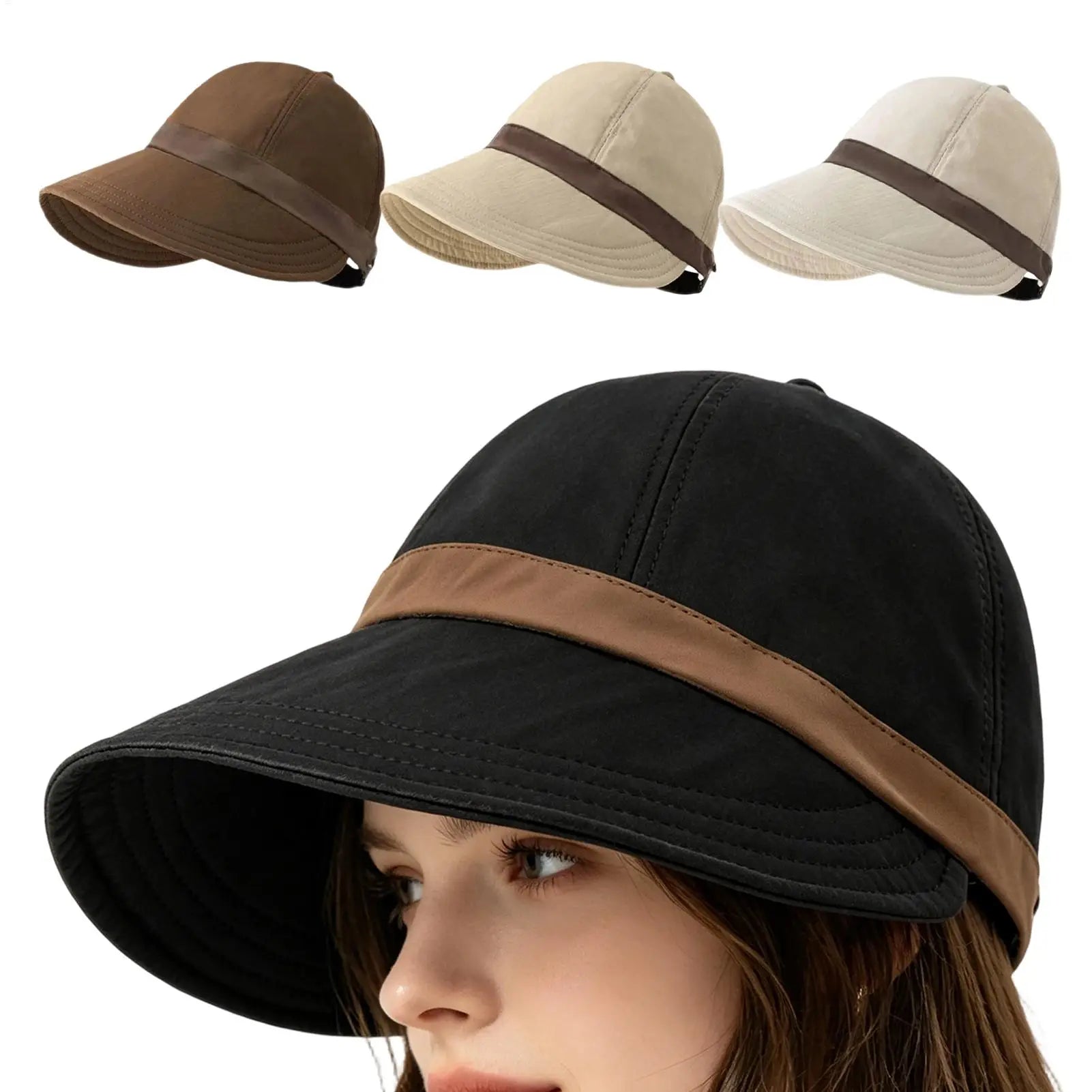Wide Brim Visor Caps Adjustable Summer Sunhat Outdoor Travel Beach UV Protection Baseball Hats for Beach Travel Vacation Oasis Select