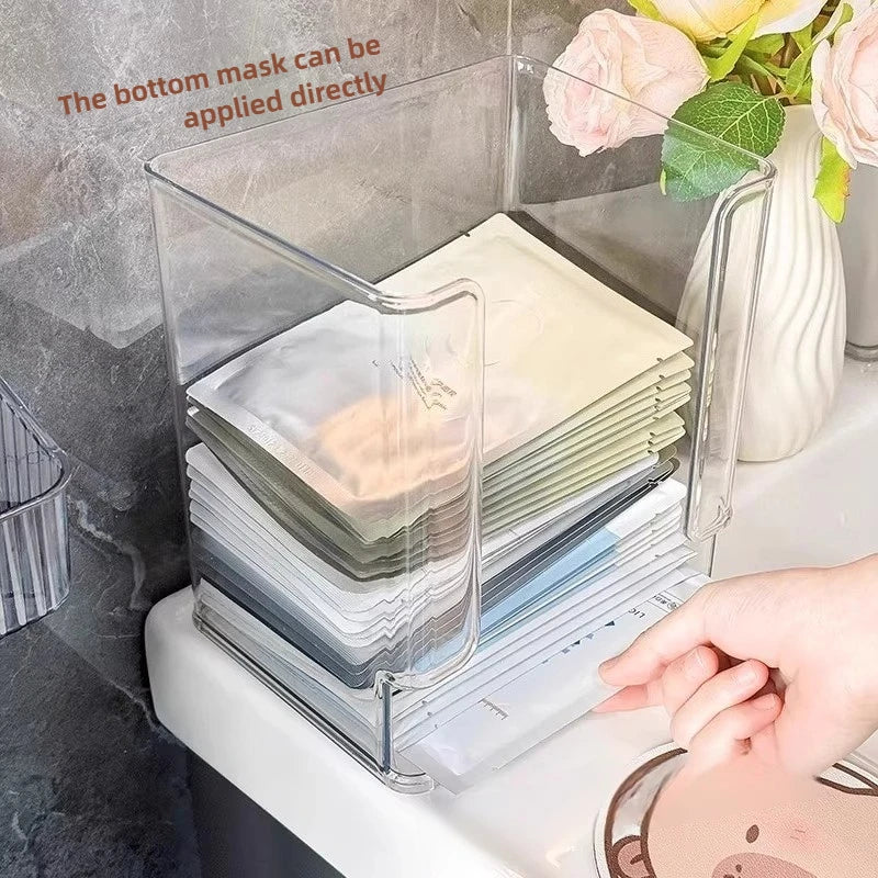 Acrylic Mask Storage Box Large Capacity Transparent Organizer for Vanity Countertop Skincare Cosmetics Desktop Shelf Oasis Select