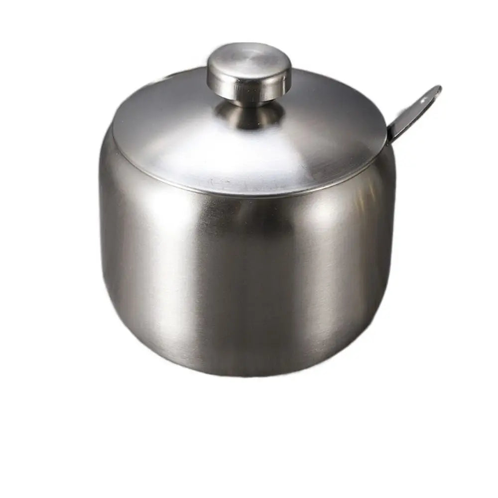 Stainless Steel Sugar Bowl with Lid & Spoon | Gold & Silver Sugar Bowl & Spice Jar Oasis Select Silver-430ml-B