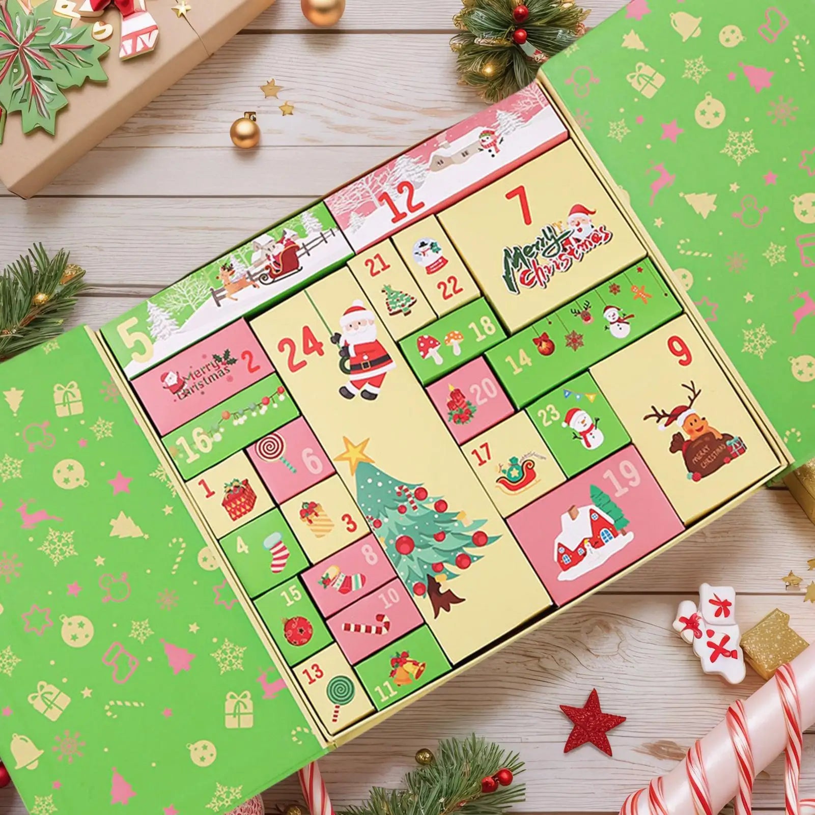 Christmas Advent Box 2025 Countdown Calendar Box to Fill 24-Grid Holiday Case for Festival Birthday Kids Adults Stocking Candy Oasis Select