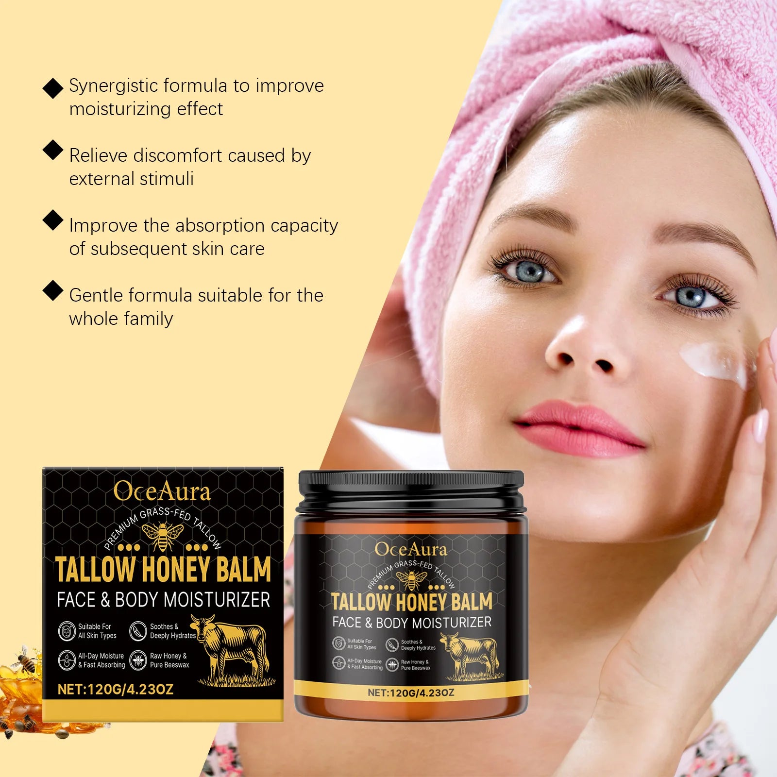 Tallow Honey Balm – Hydrating Brightening Firming Body Cream Body Moisturising Balm Oasis Select