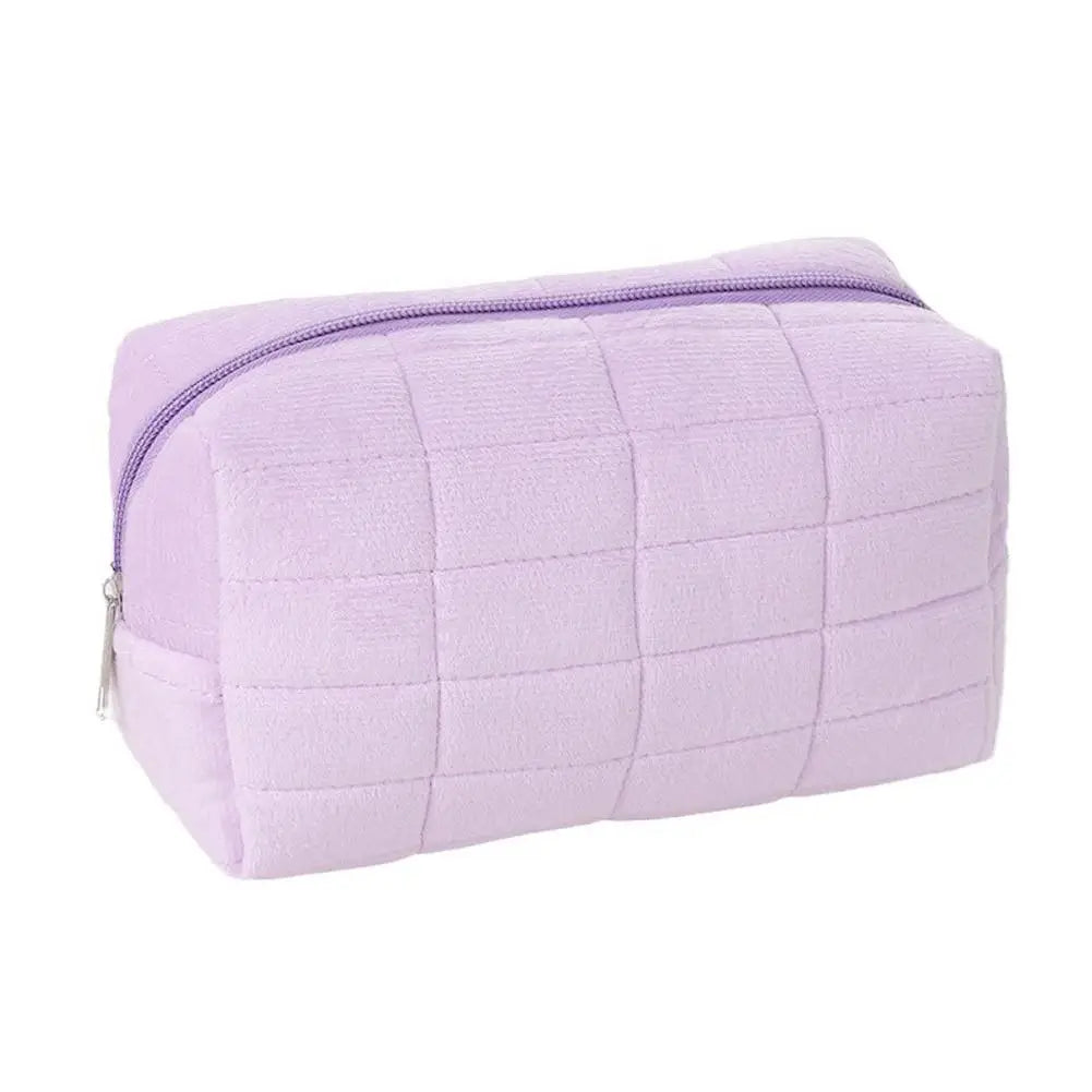 Plush Velvet Makeup Bag – Portable Zipper Cosmetic Travel Pouch