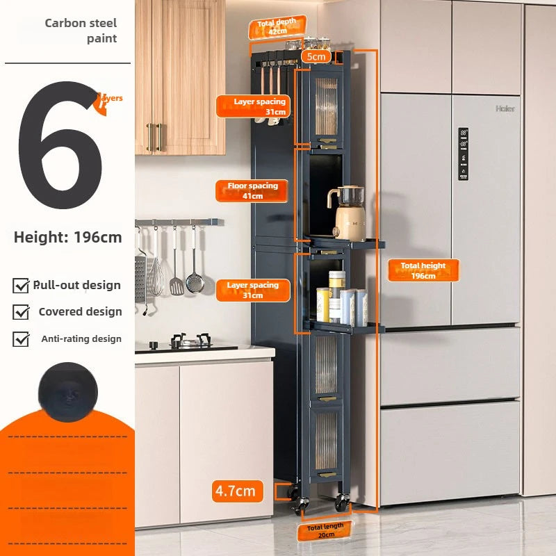 Drawable Kitchen Crevice Storage Cabinet Multi-layer Ultra Narrow