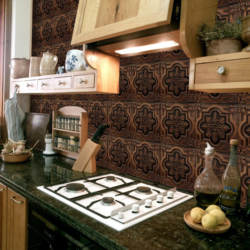 Crystal film covered retro metal pattern ceramic tile paste kitchen bedroom renovation wall paste wall stickers Oasis Select