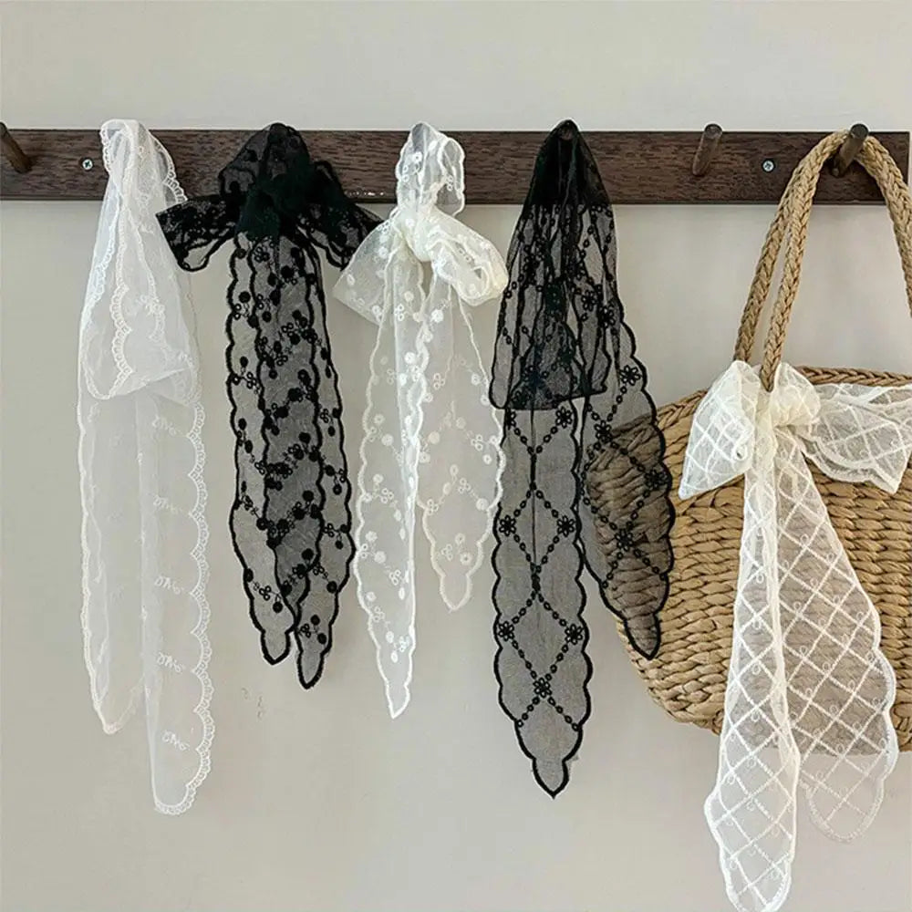 Fashion Multi-Functional Lace Scarf Pastoral Forest Style Fairy Hair Tie Spring-Summer Bandana Scarves for Women Girls Oasis Select