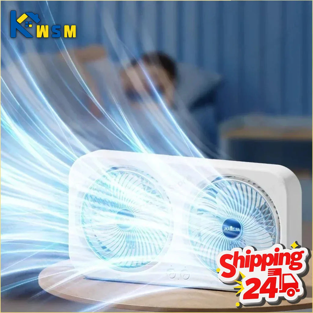 Dual Head Wall Mountable Desk Fan USB Rechargeable 3 Speed Quiet Portable with Large Battery for Living Room Office Dorm Oasis Select