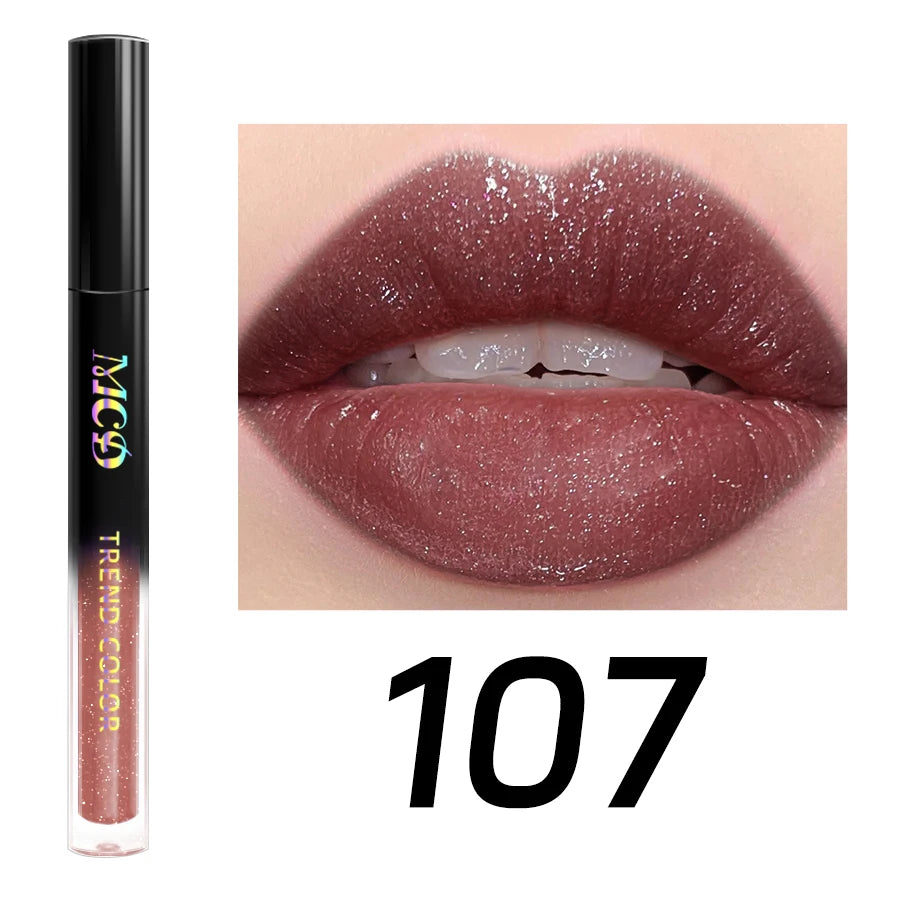 MCD 15-Shade Glitter Lip Gloss | Pearl Shimmer Liquid Lipstick