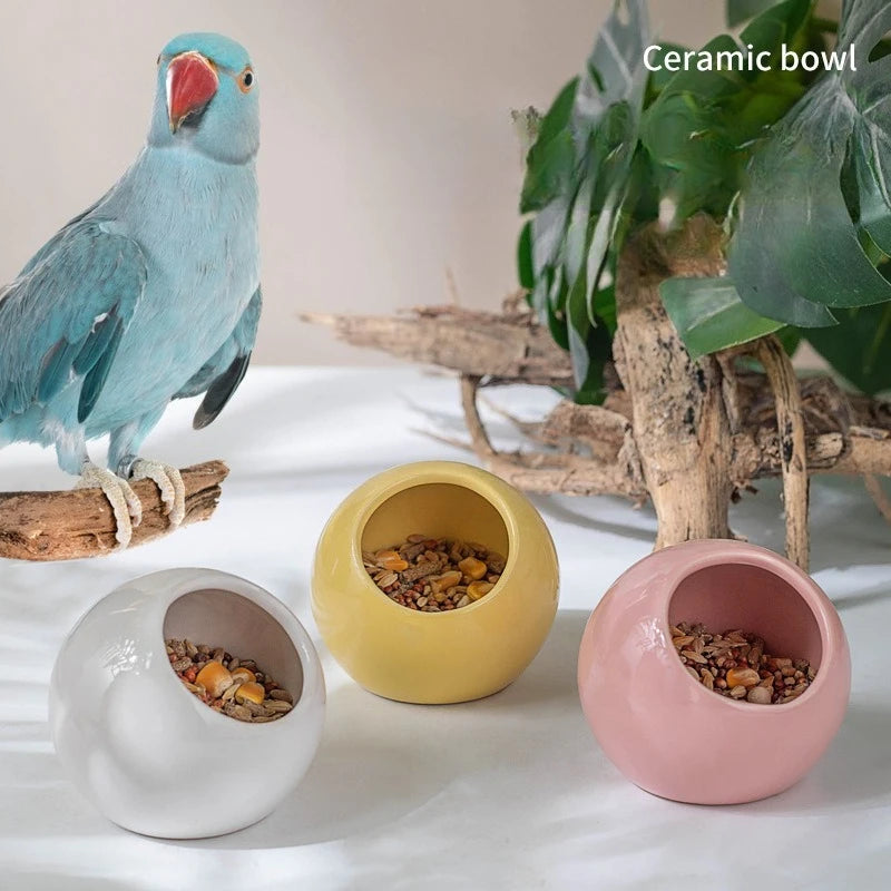 Bite Resistant Ceramic Bird Feeder Anti Splash Anti Spill Food Water Bowl Small Bird Feeding Container Pet Bird Supplies Oasis Select