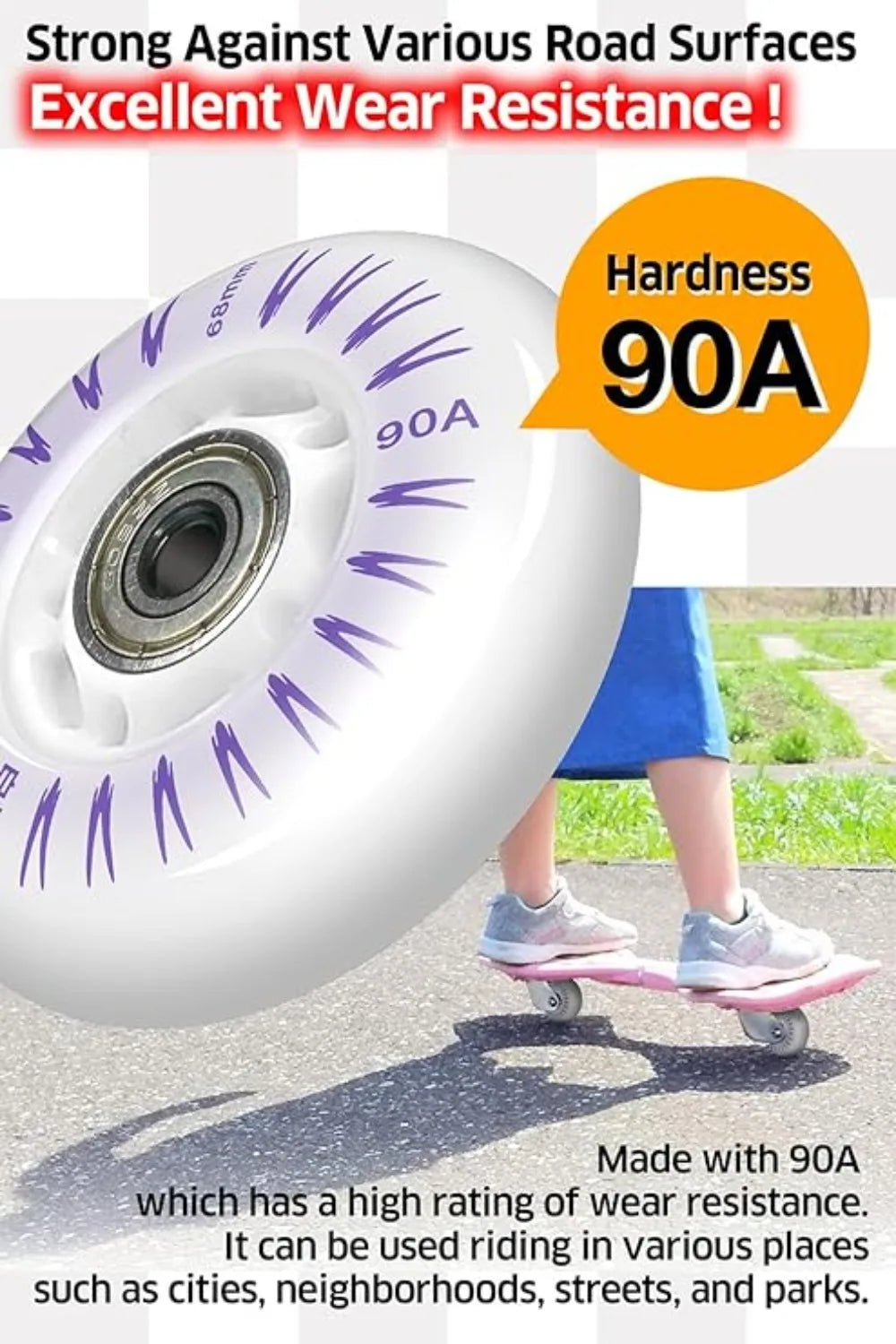 4PCS Luminescent Wheels Flash Inline Skate 90A LED Wheels Flash Roller Skates 68mm 72mm 76mm 80mmMulti-Specification Multi-Color Oasis Select