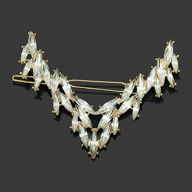 Korean V-Shape Crystal Hair Clip – Luxury Rhinestone Hairpin Crystal Hair Clip Oasis Select A1