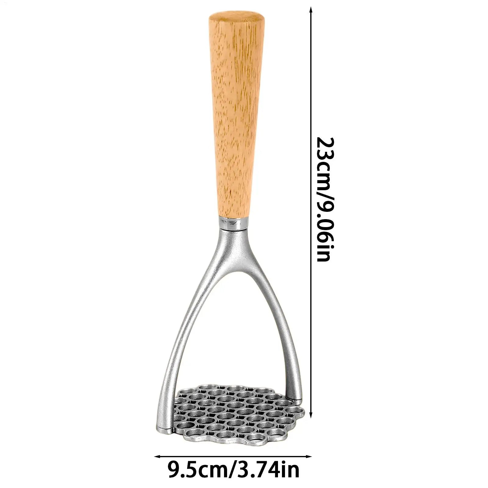 Mashed Potato Masher Double Arc Wooden Handle Kitchen Tool Potato Ricer Food Smasher for Avocado Bananas Carrots Soft Fruits Oasis Select