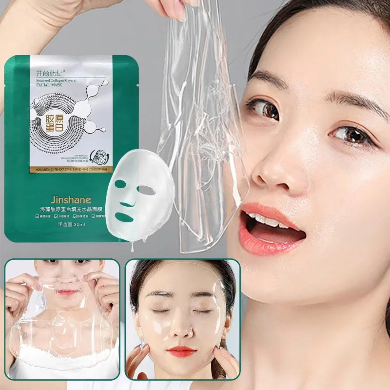 5pcs*30ml Hot Sale Seaweed Collagen Filling Crystal Mask Replenishing Fruit Jelly Skin Transparent Mask Skin Care Masque Oasis Select