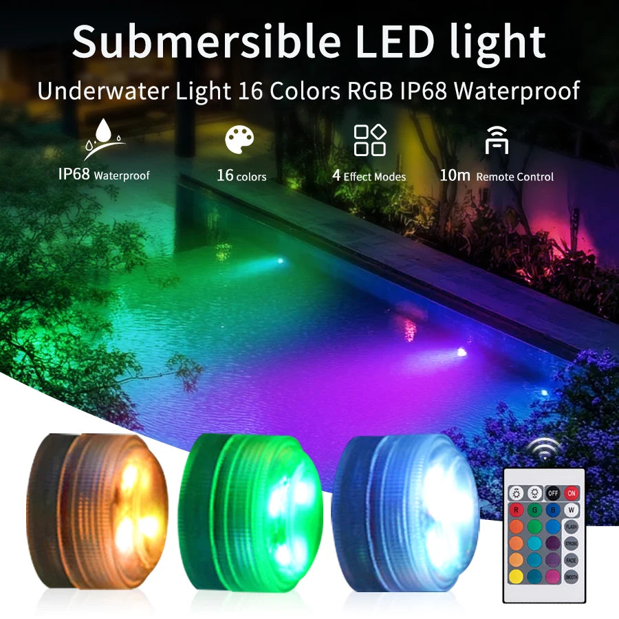 Submersible LED Lights with Remote Control RGB Changing Underwater Light Small Led Candle Light for Pool Party Wedding Decor Oasis Select