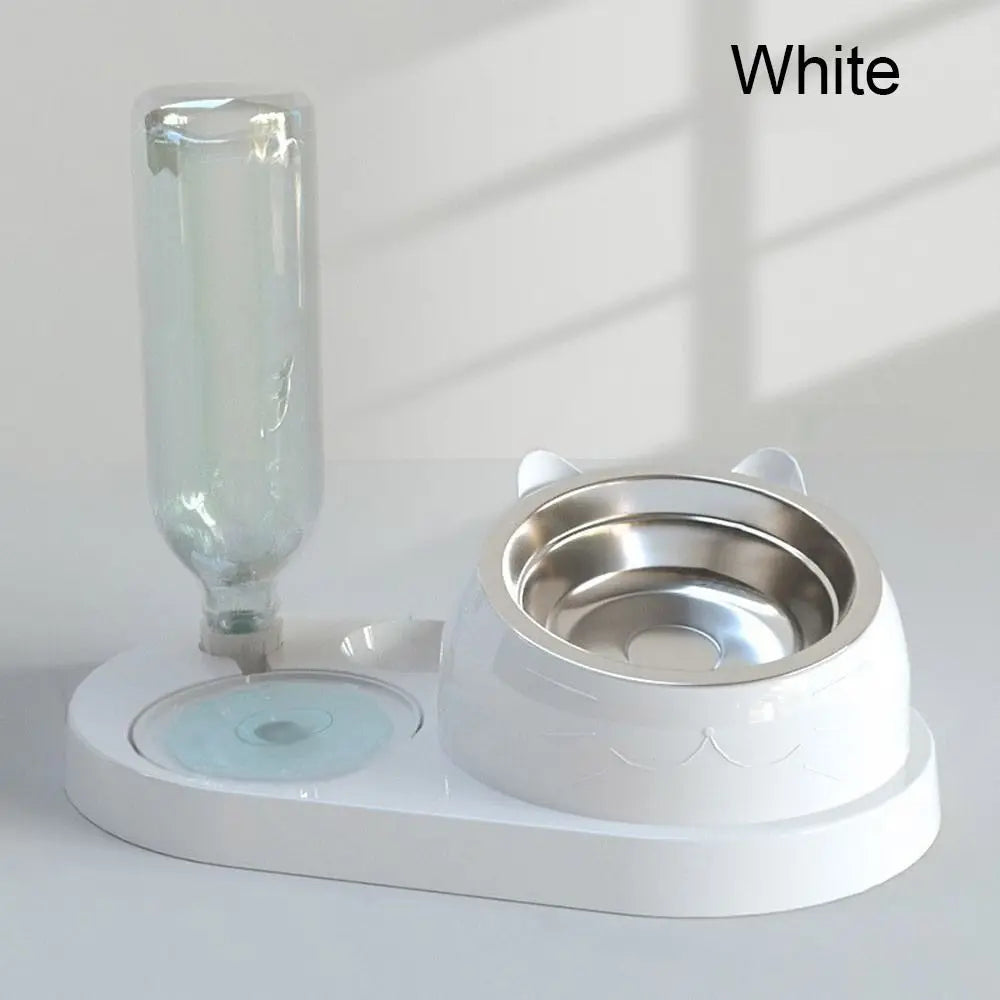 2-in-1 Cat Food & Water Bowl | Auto Refill Dry Wet Separation