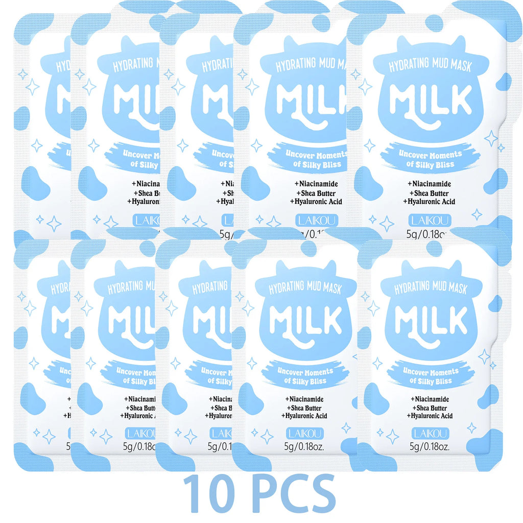 LAIKOU Milk Mud Mask – Pore Cleanse, Oil Control & Brightening Clay Face Mask Oasis Select 10 PCS