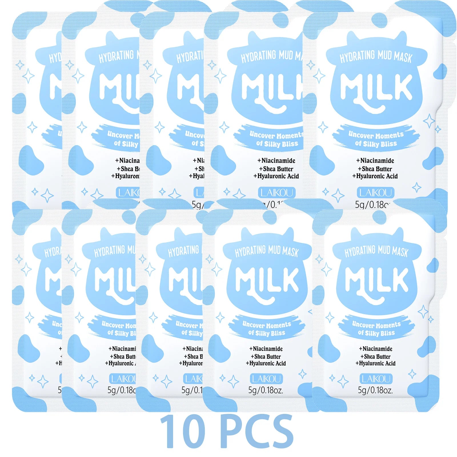 LAIKOU Milk Mud Mask – Pore Cleanse, Oil Control & Brightening Clay Face Mask Oasis Select 10 PCS