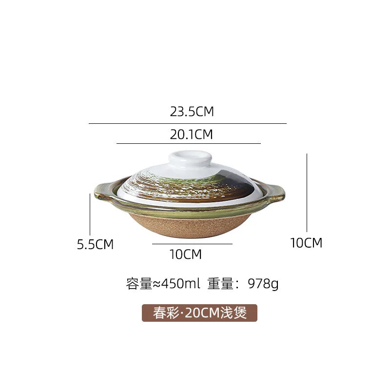 Pottery High Temperature Resistant Dry Cooking Little Pan Rice Gas Cooker Ceramic Casserole Shallow Casserole Pot Oasis Select 20cm 450ml