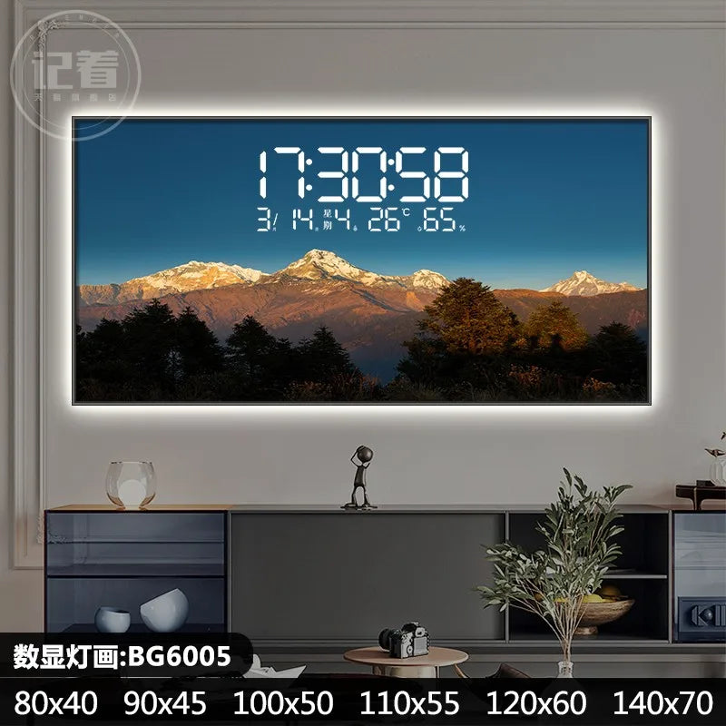 Permanent Calendar Electronic Wall Clock Guest Restaurant Decorative Painting Large Screen LED Lights Plug-in Wall Clock Oasis Select BG6005 90CM X 45CM