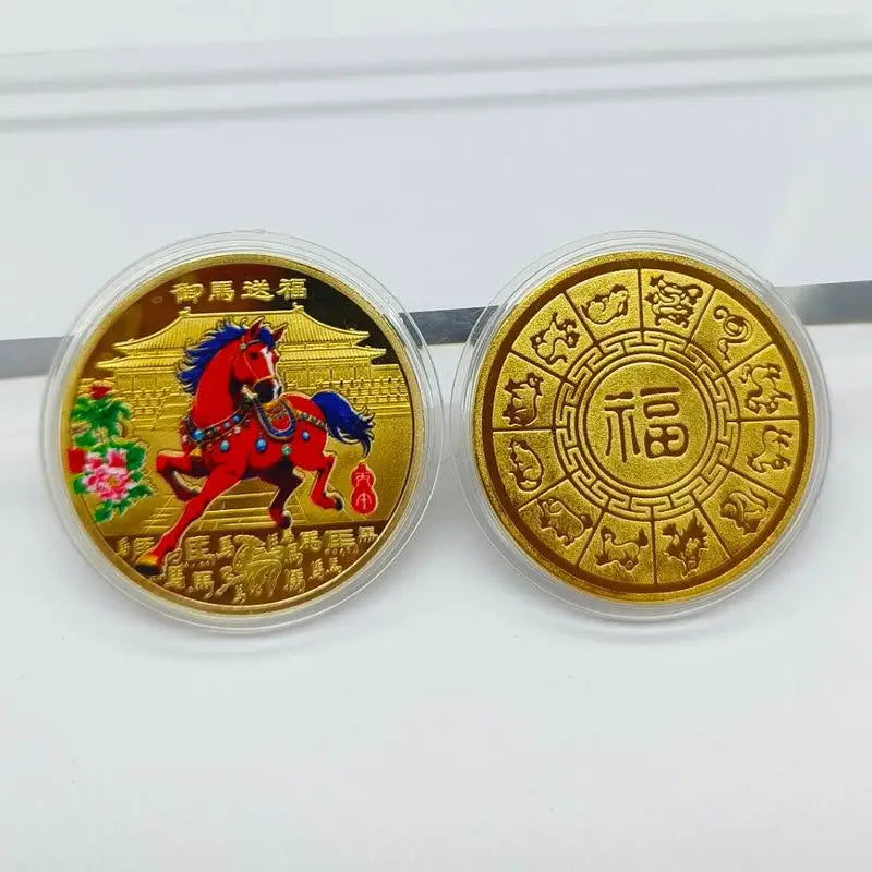 2026 Year Of The Horse Lucky Souvenir Coin Collectible Decoration Metal Crafts 40mm Zodiac Horse Commemorative Medal Event Gift Oasis Select