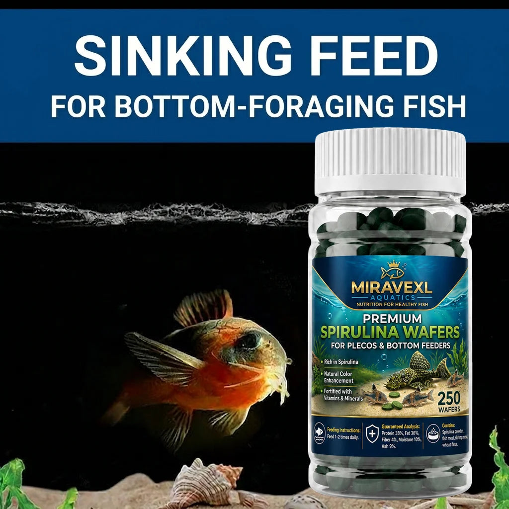 High Purity Spirulina Sinking Tablets: Premium Seaweed Aquarium Food for Bottom Feeders, Plecos, Corydoras & Red Shrimp. Oasis Select