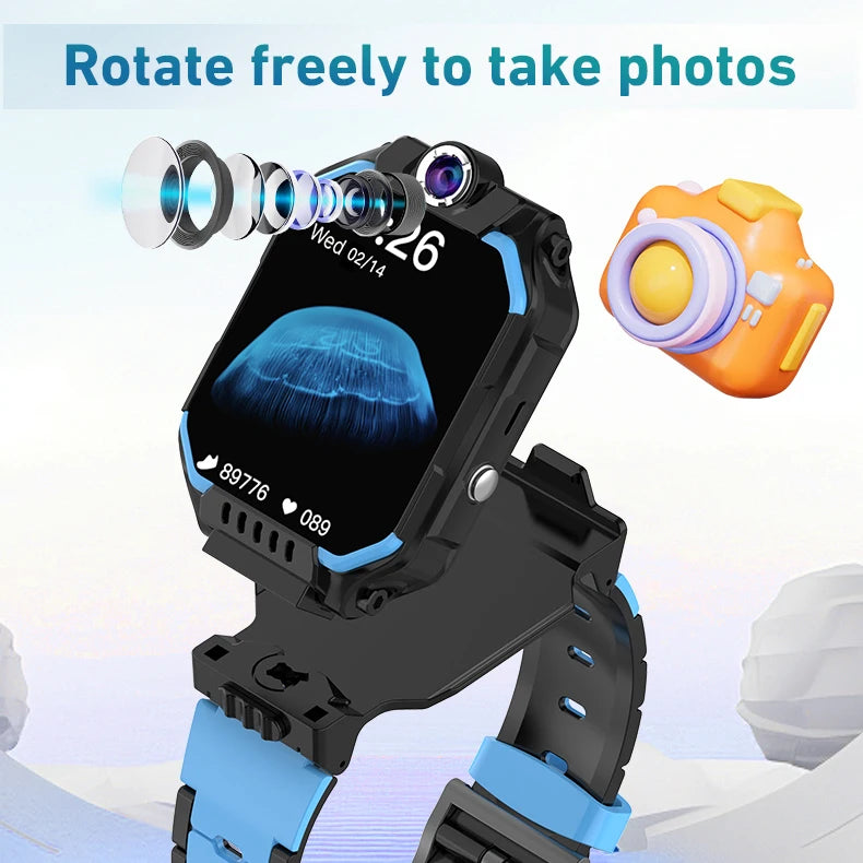 Children Smartwatch SOS Waterproof Smart Watches Students WIFI Positioning 4G Watch Kids Video Call 360 ° Rotating HD Camera Oasis Select