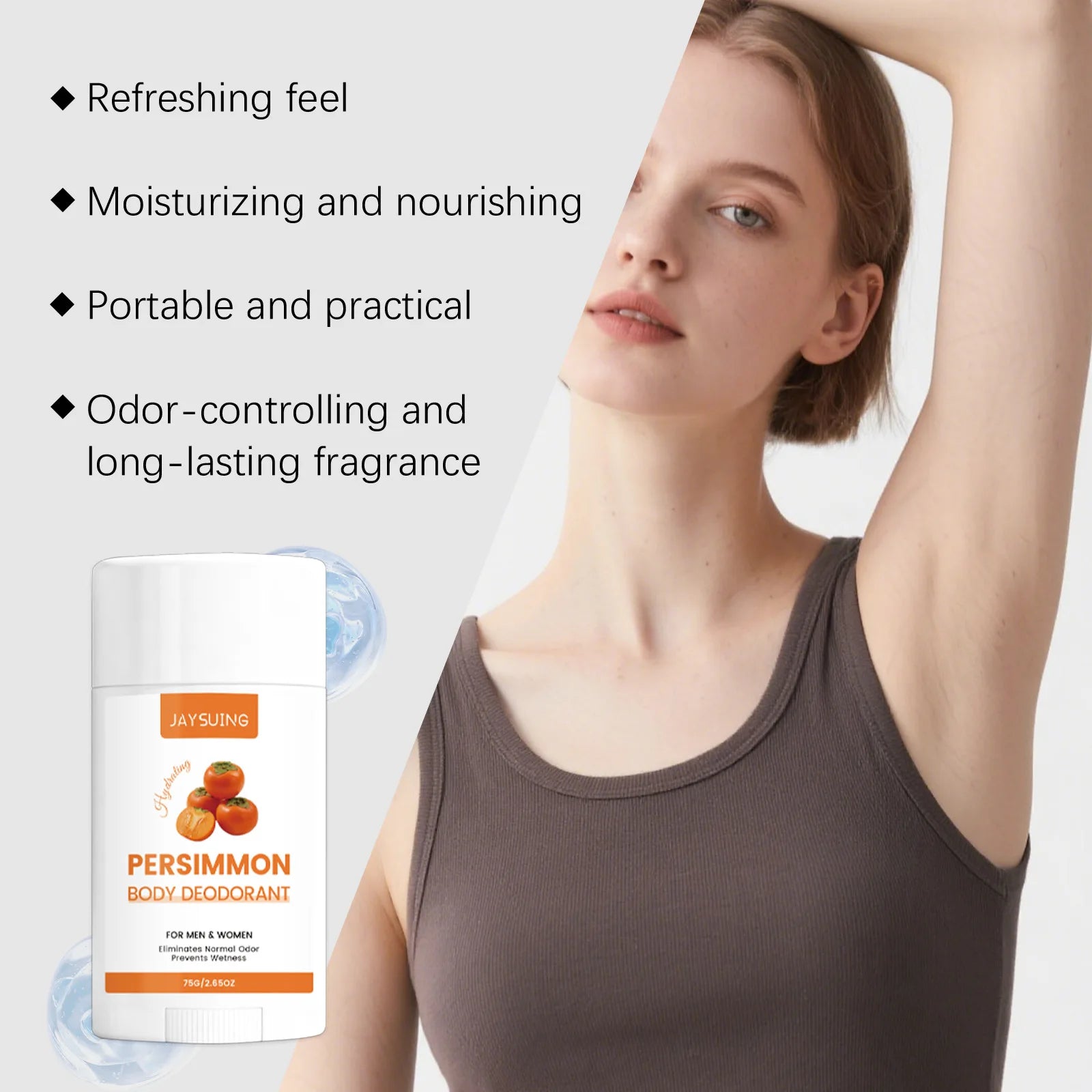 Persimmon Scent Deodorant Stick Remove Body Odor Lasting Refresh Reduce Underarm Sweat Women Men Skin Underarm Antiperspirant Oasis Select