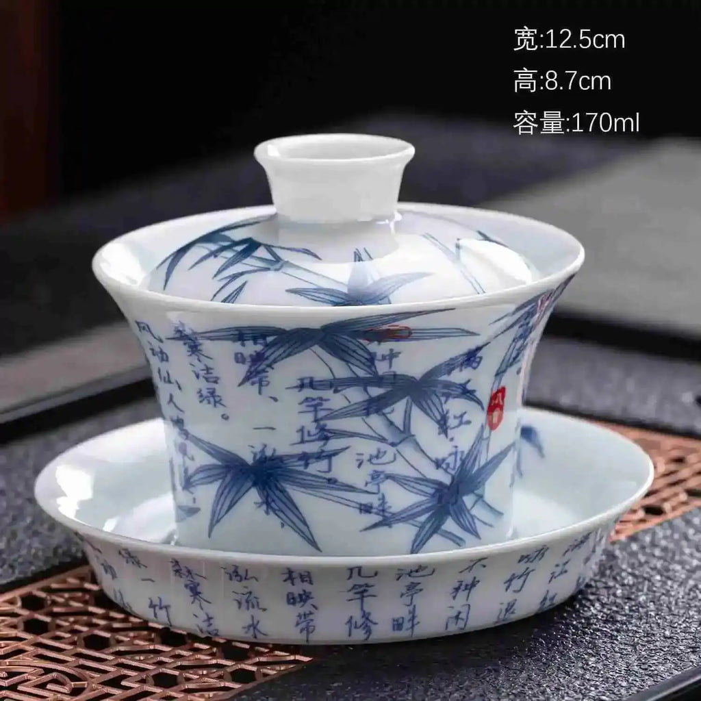 Ceramic Three-Talent Gaiwan Home Single Tea Maker Tea Cup Chinese Style Kung Fu Tea Set with Lid Tea Cup Gaiwan Oasis Select