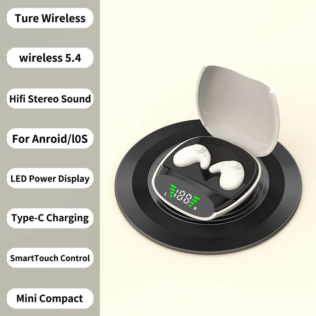 Waterproof Wireless Bluetooth 5.3 Headsets Mini headset Painless Call Noise Cancelling Thin Headphones Fit for Sleeping/Sports Oasis Select Skin Color