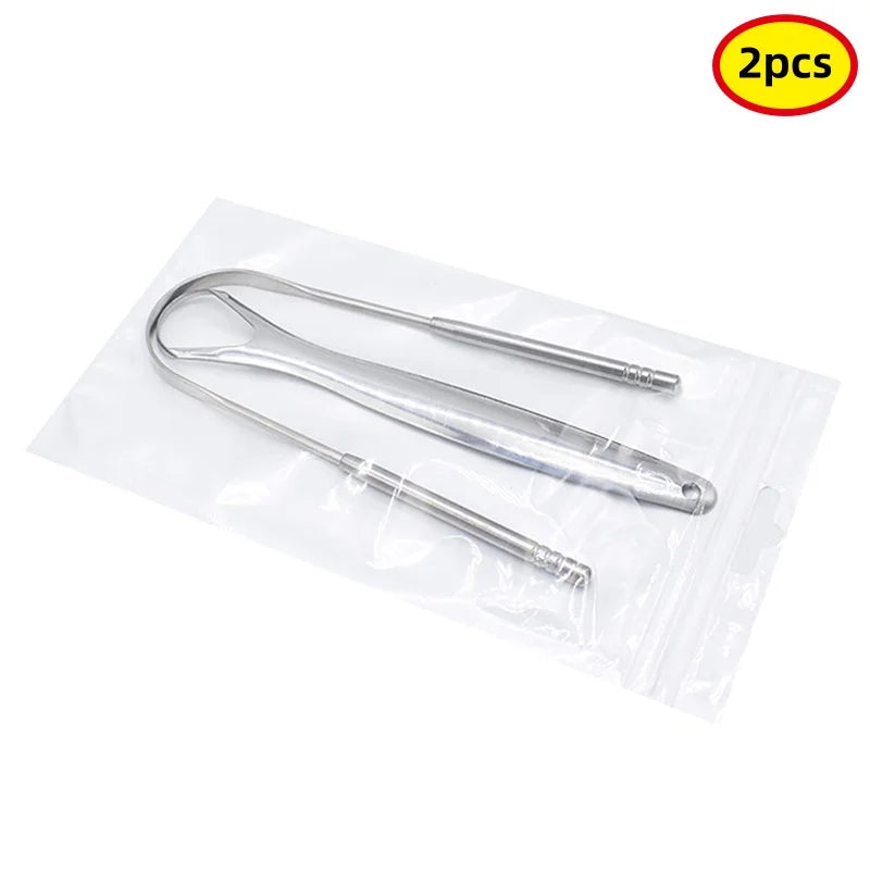1/2Pcs Tongue Scraper Stainless Steel Tongue Cleaner Oral Care Hygiene Scraper Dental Oral Care Hygiene Health Care Tool Oasis Select MR-01